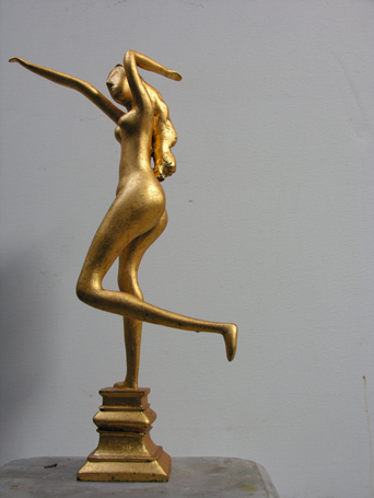 Title: 'Naika On Pedestal', Medium: 'Bronza', Size: 'H: 22.5in x L: 14in x W: 4in', Year: '2014'