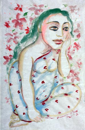 Medium: 'Medium: 'Gouache on Rice Paper', Size:'51 x 76 cm'